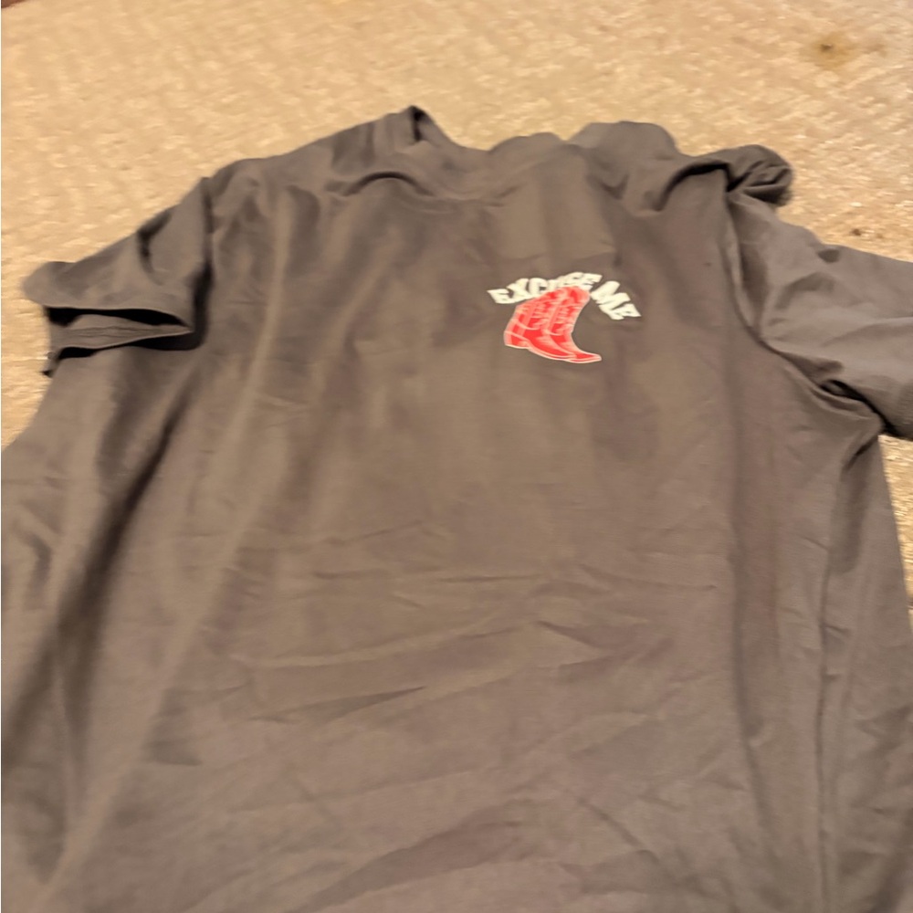 Express Charcoal Tee with Red Graphic